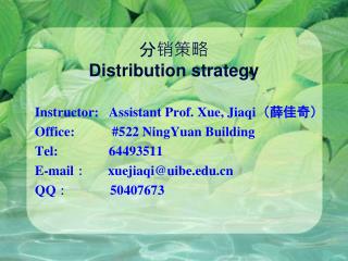 分销策略 Distribution strategy