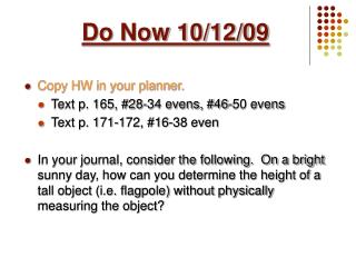 Do Now 10/12/09