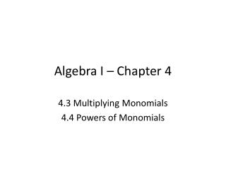 Algebra I – Chapter 4