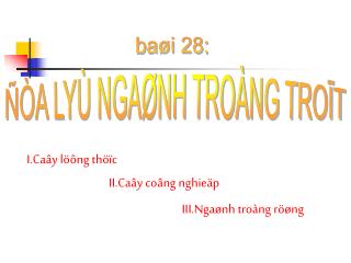 baøi 28: ÑÒA LYÙ NGAØNH TROÀNG TROÏT