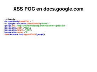 XSS POC en docs.google