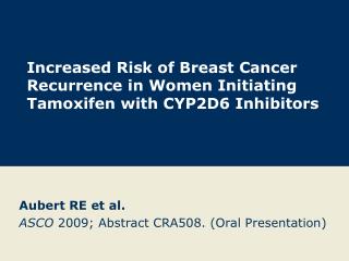 Increased Risk of Breast Cancer Recurrence in Women Initiating Tamoxifen with CYP2D6 Inhibitors