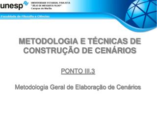 METODOLOGIA E TÉCNICAS DE CONSTRUÇÃO DE CENÁRIOS