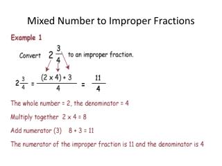 Mixed Number to Improper Fractions