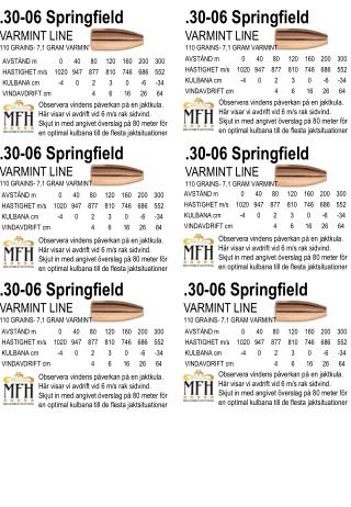 .30-06 Springfield VARMINT LINE 110 GRAINS- 7,1 GRAM VARMINT