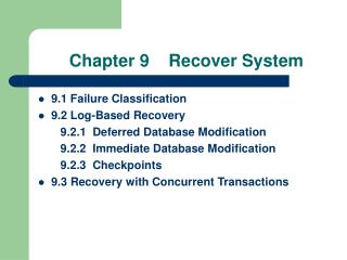 Chapter 9 Recover System