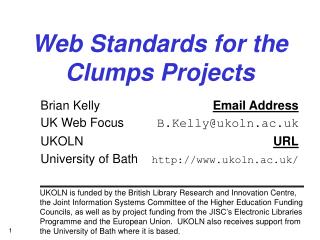 Web Standards for the Clumps Projects