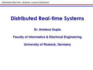 Distributed Real-time Systems- Lecture Distribution