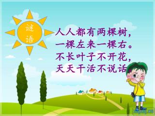 人人都有两棵树， 一棵左来一棵右。 不长叶子不开花， 天天干活不说话。