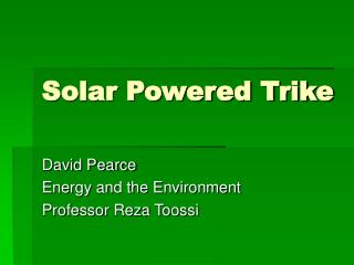 Solar Powered Trike