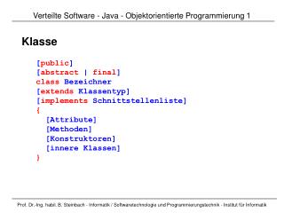 Verteilte Software - Java - Objektorientierte Programmierung 1