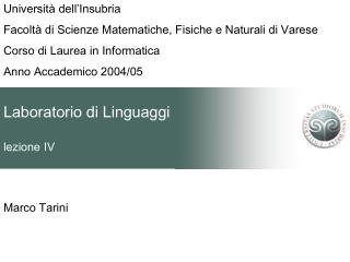 Laboratorio di Linguaggi lezione IV