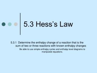 5.3 Hess’s Law