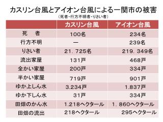 カスリン台風とアイオン台風による一関市の被害 （死者・行方不明者・りさい者）