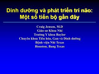 Dinh dưỡng và phát triển trí não: Một số tiến bộ gần đây