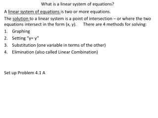 What is a linear system of equations?