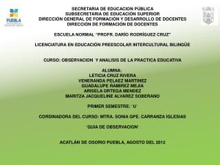 SECRETARIA DE EDUCACION PÚBLICA SUBSECRETARIA DE EDUCACIÓN SUPERIOR