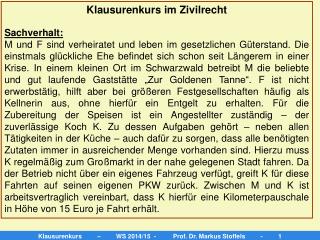 Klausurenkurs im Zivilrecht Sachverhalt: