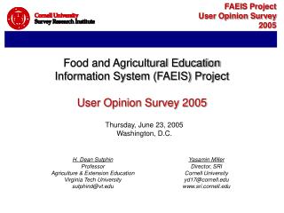 Food and Agricultural Education Information System (FAEIS) Project User Opinion Survey 2005