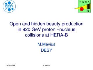 Open and hidden beauty production in 920 GeV proton –nucleus collisions at HERA-B