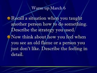 Warm up March 6