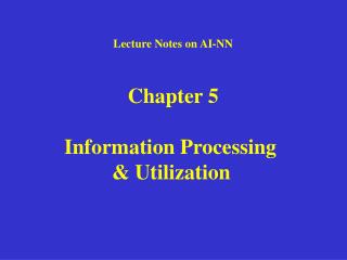 Lecture Notes on AI-NN