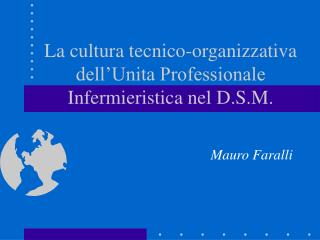 La cultura tecnico-organizzativa dell’Unita Professionale Infermieristica nel D.S.M.