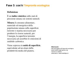 Fase 3: cos’è l’impronta ecologica