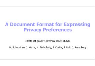 A Document Format for Expressing Privacy Preferences