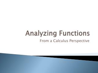 Analyzing Functions