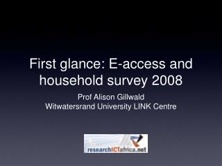 First glance: E-access and household survey 2008