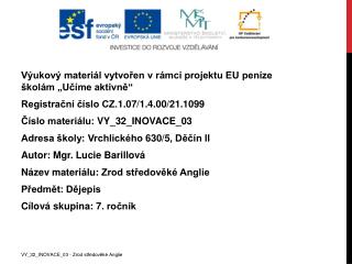 Výukový materiál vytvořen v rámci projektu EU peníze školám „Učíme aktivně“