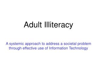 Adult Illiteracy