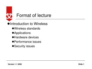 Format of lecture