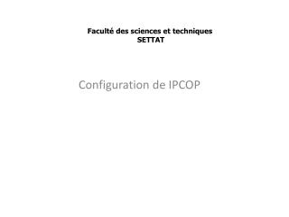 Faculté des sciences et techniques SETTAT