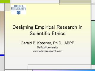 Designing Empirical Research in Scientific Ethics