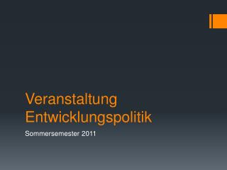 Veranstaltung Entwicklungspolitik