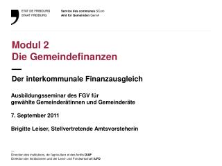 Modul 2 Die Gemeindefinanzen — Der interkommunale Finanzausgleich