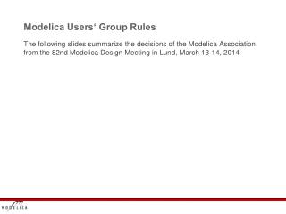 Modelica Users‘ Group Rules