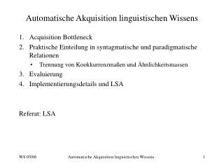 Automatische Akquisition linguistischen Wissens