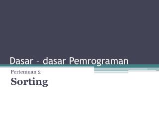 Dasar – dasar Pemrograman