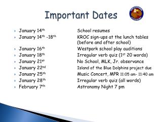 Important Dates