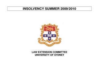 INSOLVENCY SUMMER 2009/2010