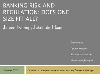 Banking risk and regulation: does one size fit all?