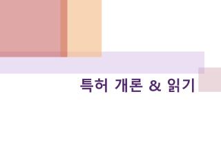 특허 개론 &amp; 읽기