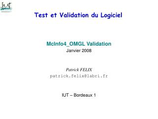 Test et Validation du Logiciel