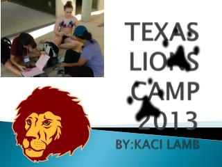 TEXAS LIONS CAMP 2013 BY:KACI LAMB