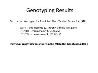 Genotyping Results