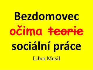 Bezdomovec očima teorie sociální práce Libor Musil