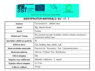 IDENTIFIKÁTOR MATERIÁLU: EU - 17 - 1